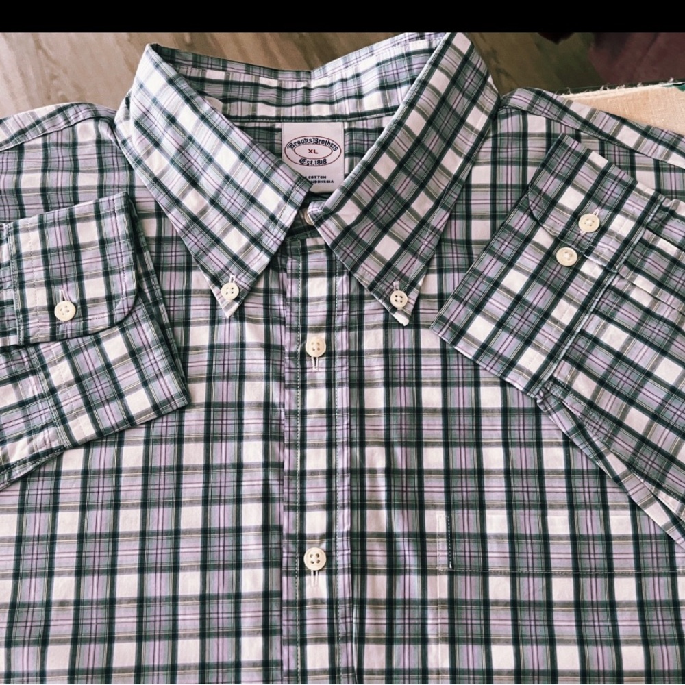 Brooks Brothers Men's Plaid  Shirt 100% Cotton Size XL Button Down